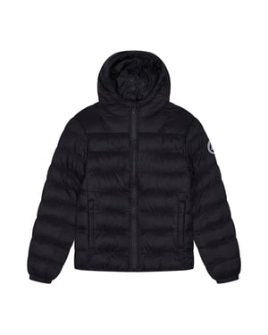Chaqueta Acolchada para Niños y Niñas con Capucha Negra Abrigada