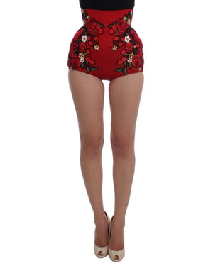 Pantalones Cortos con Bordado Floral de Dolce Gabbana de Cintura Alta