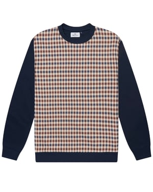 Sudadera Aquascutum Active Club Check Crewneck Azul Marino