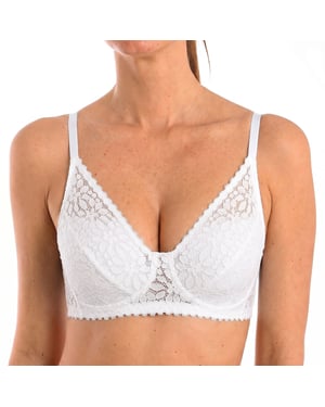 Sostenedor triangular de encaje floral para mujer, sin aros