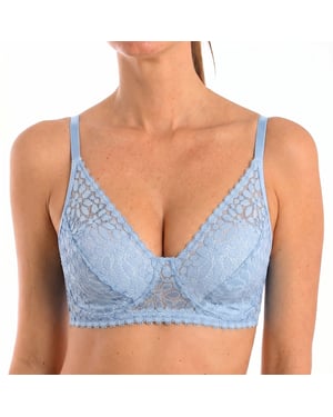 Sujetador triangular sin alambres de encaje floral para mujer