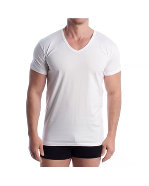 Camiseta Interior de Algodón de Manga Corta para Hombre Q1004