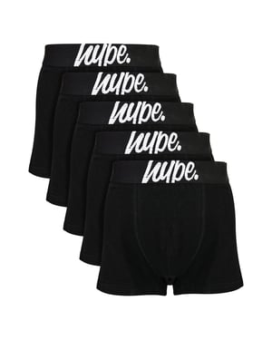 Pack de 5 Calzoncillos Boxer de Algodón para Niños Negros con Elasticidad