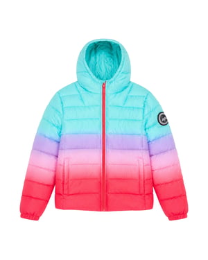 Chaqueta acolchada para niñas, abrigo de invierno rosa con capucha y acolchado cálido.