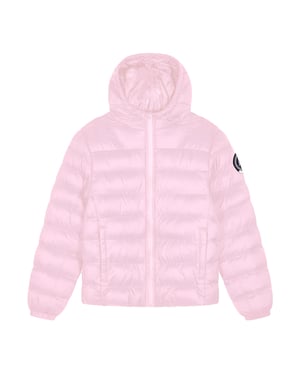 Chaqueta acolchada para niñas, abrigo de invierno con capucha en color rosa