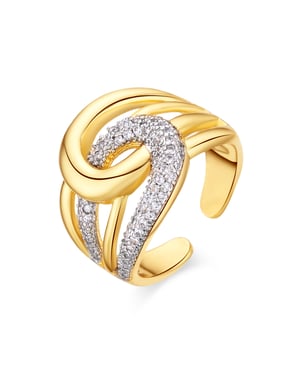 Luxenter Anillo de Circonita Brillante acabado en oro amarillo de 18k - Nava