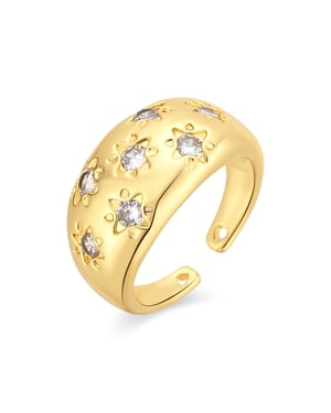 Anillo Luxenter de Aleación de Metal y Circonita Brillante acabado en oro amarillo de 18k - Juini