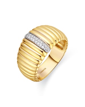 Luxenter Anillo de Plata de Ley 925 y Circonita Brillante acabado oro 18k - Dorane