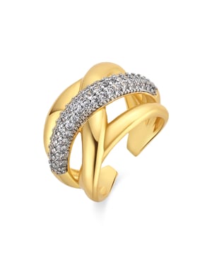 Anillo Luxenter de Aleación de Metal y Circonita Brillante acabado en oro amarillo de 18k - Prukah