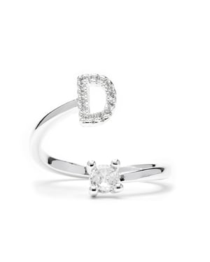 Luxenter Anillo con circonita brillante acabado plata - Alphabet