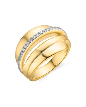 Luxenter Anillo de Plata de Ley 925 y Circonita Brillante acabado oro 18k - Makho