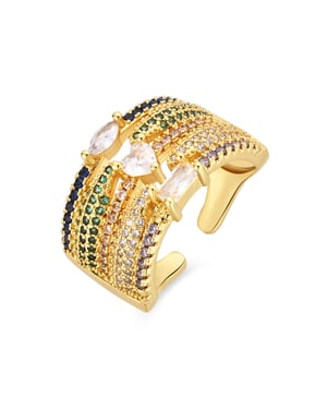 Anillo Luxenter de Aleación de Metal y Circonita Multicolor acabado en oro amarillo de 18k - Thihsak