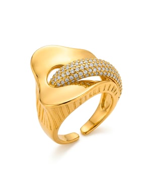 Luxenter Anillo de Circonita Brillante acabado en oro amarillo de 18k - Lefri