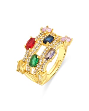 Anillo Luxenter de Aleación de Metal y Circonita Multicolor acabado en oro amarillo de 18k - Rieu