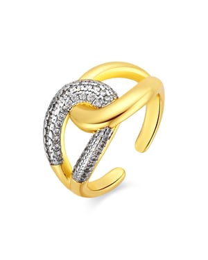 Anillo Luxenter de Aleación de Metal y Circonita Brillante acabado en oro amarillo de 18k - Denan