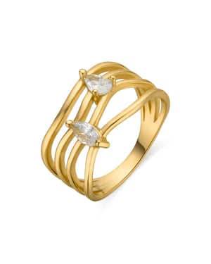 Luxenter Anillo de Plata de Ley 925 y Circonita Brillante acabado oro 18k - Tanduf