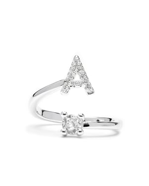 Luxenter Anillo con circonita brillante acabado plata - Alphabet
