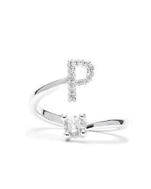 Luxenter Anillo con circonita brillante acabado plata - Alphabet