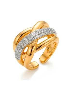Luxenter Anillo de Circonita Brillante acabado en oro amarillo de 18k - Gola
