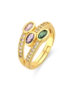 Anillo Luxenter de Aleación de Metal y Circonita Multicolor acabado en oro amarillo de 18k - Folant