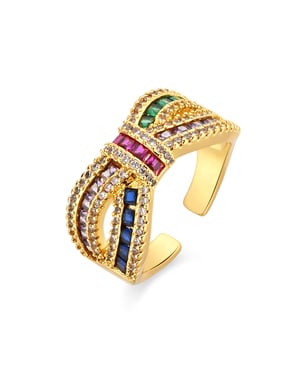 Anillo Luxenter de Aleación de Metal y Circonita Multicolor acabado en oro amarillo de 18k - Alnis
