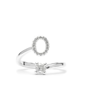 Luxenter Anillo con circonita brillante acabado plata - Alphabet