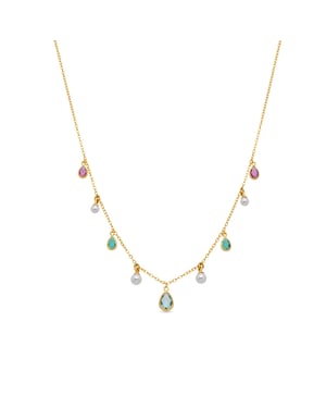 Collar Luxenter de Aleación de Metal y Perla Blanca acabado en oro rosa de 18k - Cainhtsi