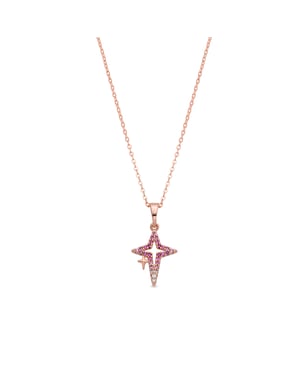 Collar Luxenter de Aleación de Metal y Circonita Rubí acabado en oro rosa de 18k - Kailial