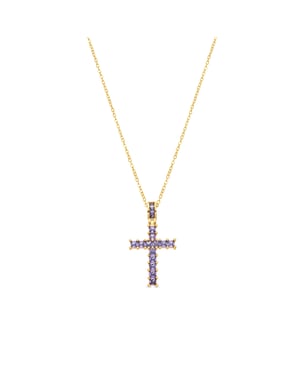 Collar Luxenter de Aleación de Metal y Circonita Amatista acabado en oro amarillo de 18k - Amku