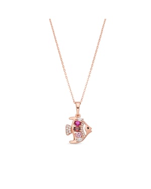 Collar Luxenter de Aleación de Metal y Circonita Multicolor acabado en oro rosa de 18k - Mahdas