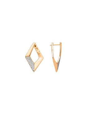Luxenter Pendientes acabado oro amarillo de 18k y Circonita Brillante - Ssara