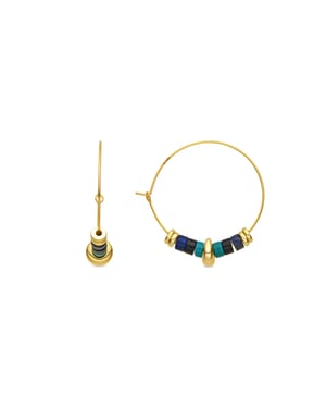 Luxenter Pendientes de Plata de Ley 925 y Malaquita acabado oro amarillo de 18k - Darkba