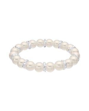 Luxenter Pulsera de Perla Blanca Acabado En Plata - Clasow