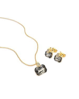 Conjuntos de Aleación de Metal y Cristal Gris acabado en oro amarillo de 18k - Garbar
