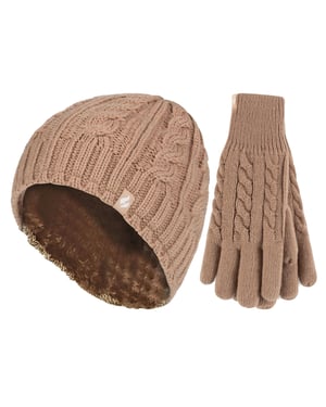 Conjunto de Gorro y Guantes Térmicos Forrados de Franela para Damas para Invierno