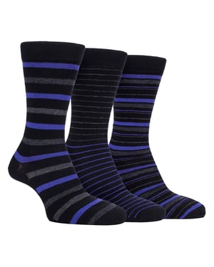 Paquete de 3 calcetines de vestir de bambú a rayas para hombre, suaves y transpirables