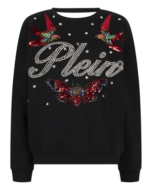Open Back Sweatshirt Tattoo Strass