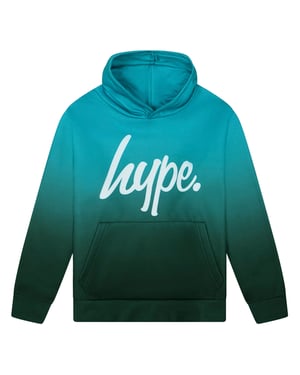 Sudadera con capucha para niños en degradado verde azulado, suave y cómoda