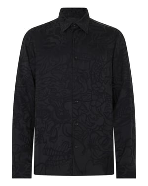 Loose Fit Silk Shirt Dragon Skull