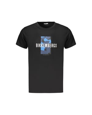 Camiseta de algodón negra para hombres Bikkembergs