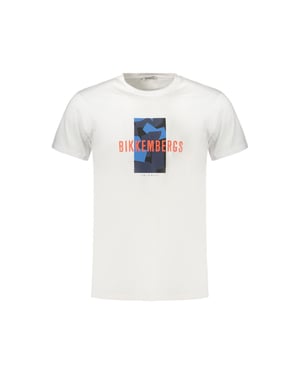 Camiseta de algodón blanca para hombres Bikkembergs