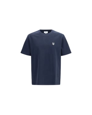 Camiseta de algodón azul Maison Kitsuné