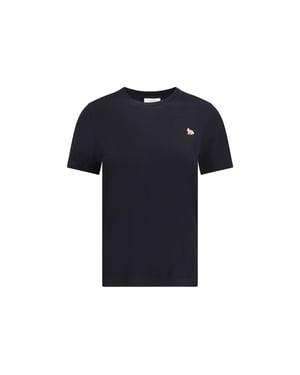 Camiseta de algodón negra Maison Kitsuné