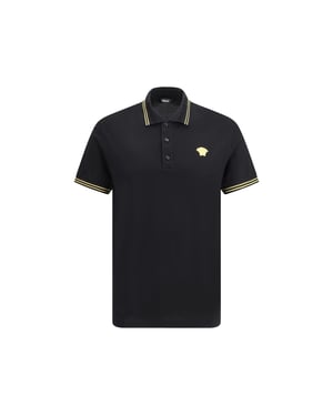 Polo de algodón negro Versace