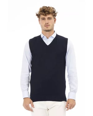 Chaleco de Viscosa Azul para Hombre Alpha Studio con Escote en V