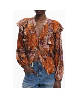 Camisa de mujer Desigual Arancione en viscosa