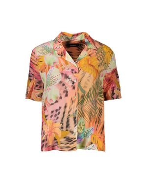Camisa de mujer de viscosa naranja Desigual