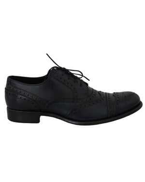 Zapatos de vestir Oxford de piel azul oscuro con ala de Dolce & Gabbana