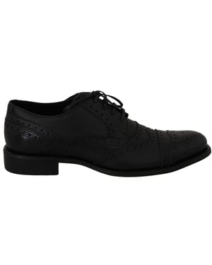 Zapatos de vestir Oxford de piel azul con alas de Dolce & Gabbana