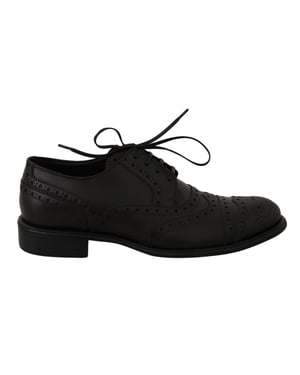 Zapatos de vestir Oxford de piel negra con ala de Dolce & Gabbana